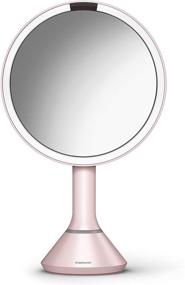 img 4 attached to 💄 simplehuman 8" Круглое Зеркало для макияжа с датчиком: сенсорное управление, два режима освещения, увеличение 5x, аккумуляторное, без провода - розовая нержавеющая сталь