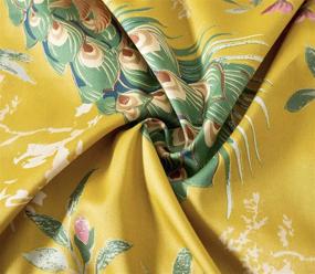 img 2 attached to 🌺 Eikei Home Chinoiserie Chic Peacock Floral Duvet Cover: A Paradise Garden Botanical Oasis in Vintage Stylized Long Staple Cotton - King Size, Citrine