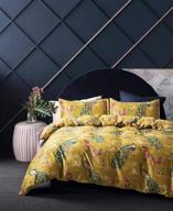 🌺 eikei home chinoiserie chic peacock floral duvet cover: a paradise garden botanical oasis in vintage stylized long staple cotton - king size, citrine logo