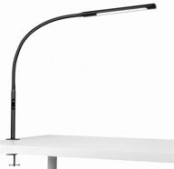 🔦 12w amazlit desk lamp with clamp - gooseneck led eye-care swing arm lamp for office and home, stepless dimming, adjustable color temperature, touch control, timer, and memory function - multifunctional space-saver логотип