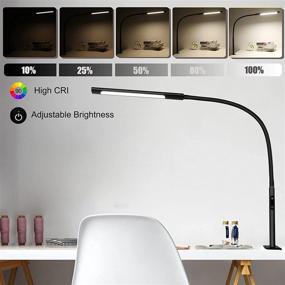 img 2 attached to 🔦 12W AmazLit Desk Lamp with Clamp - Gooseneck LED Eye-Care Swing Arm Lamp for Office and Home, Stepless Dimming, Adjustable Color Temperature, Touch Control, Timer, and Memory Function - Multifunctional Space-Saver