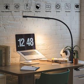 img 3 attached to 🔦 12W AmazLit Desk Lamp with Clamp - Gooseneck LED Eye-Care Swing Arm Lamp for Office and Home, Stepless Dimming, Adjustable Color Temperature, Touch Control, Timer, and Memory Function - Multifunctional Space-Saver