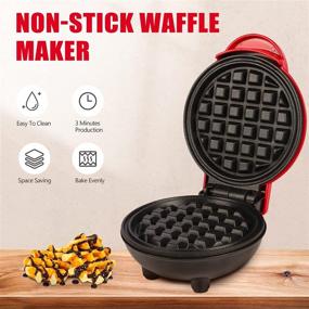 img 1 attached to 🧇 Portable Mini Waffle Maker: Easy-to-Use Electric Non-Stick Grill - Perfect for Breakfast Anywhere!