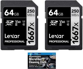 img 2 attached to Lexar Professional 1667x UHS-II U3 V60 SDXC Memory Card - 2 Pack (128GB Total) + Bonus Microfiber Cloth