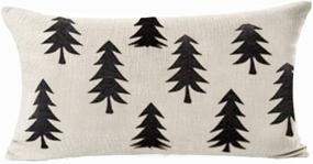 img 3 attached to 🌲 QINU KEONU Forest Tree Geometry Cotton Linen Lumbar Waist Pillow Case Cushion Cover for Home Sofa Decor