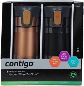 img 1 attached to Pinnacle Travel Mug 2-Pack in Gold and Matte Black by Contigo