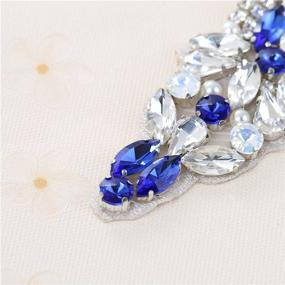 img 1 attached to XINFANGXIU Blue Crystal Rhinestone Applique Belt for Bridal Wedding Dress, 8.7x1.9 inches