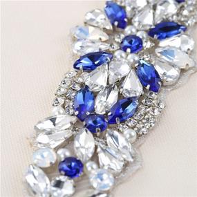 img 2 attached to XINFANGXIU Blue Crystal Rhinestone Applique Belt for Bridal Wedding Dress, 8.7x1.9 inches