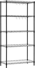 img 4 attached to SONGMICS 5-Tier Metal Storage Shelves: Adjustable Wire Shelving Unit with 220 lb Load Capacity, Kitchen Storage Rack for Living Room and Garage, Black ULGR065B01