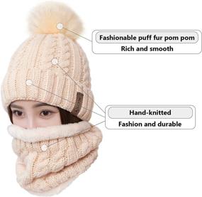 img 3 attached to 🧣 LCZTN Women's Pom Pom Beanie Hat Scarf Set - Cute Winter Ski Hat with Slouchy Knit Skull Cap and Fleece Lining