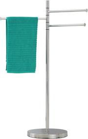 img 4 attached to 🛀 ALHAKIN Stainless Steel Bathroom Towel Bar Stand with 3 Swivel Arms - Freestanding Towel Rack