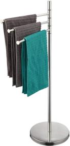 img 3 attached to 🛀 ALHAKIN Stainless Steel Bathroom Towel Bar Stand with 3 Swivel Arms - Freestanding Towel Rack