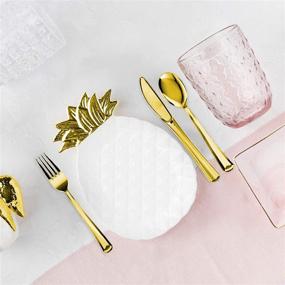 img 3 attached to 🍽️ Gold Plastic Silverware Party Bulk Utensils Set - Premium Disposable Cutlery for Elegant Gold-Themed Parties, Birthdays, Dinner & Luxury Weddings (30 Spoons, 30 Forks & 30 Knives)