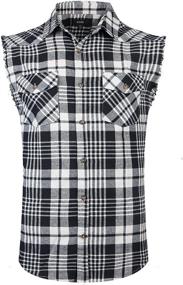 img 4 attached to NUTEXROL Casual Flannel Sleeveless Cotton Men's Clothing and T-Shirts & Tanks