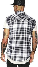 img 2 attached to NUTEXROL Casual Flannel Sleeveless Cotton Men's Clothing and T-Shirts & Tanks