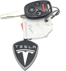 img 3 attached to 🔑 Брелоки для ключей автомобиля Tesla Model S - автомобильные брелоки WetheFounders, аксессуары и подарки, черно-белый резиновый, односторонний дизайн