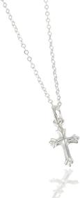 img 3 attached to Sterling Silver Cross Necklace with Chain for Babies (12 inches) & Girls (14 inches) - Perfect Gift for Baby Showers, Baptisms, Christenings, or Welcoming a New Baby - A Cherished Heirloom