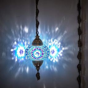 img 1 attached to DEMMEX 2019 Swag Plug In Turkish Moroccan Mosaic Ceiling Hanging Light Lamp Chandelier Pendant Fixture Lantern
