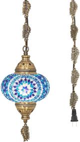 img 3 attached to DEMMEX 2019 Swag Plug In Turkish Moroccan Mosaic Ceiling Hanging Light Lamp Chandelier Pendant Fixture Lantern