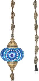 img 2 attached to DEMMEX 2019 Swag Plug In Turkish Moroccan Mosaic Ceiling Hanging Light Lamp Chandelier Pendant Fixture Lantern