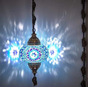 img 4 attached to DEMMEX 2019 Swag Plug In Turkish Moroccan Mosaic Ceiling Hanging Light Lamp Chandelier Pendant Fixture Lantern