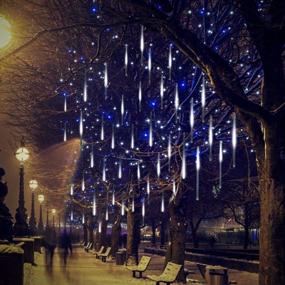 img 1 attached to 🎄 Adecorty Christmas Lights Outdoor - 12 inch 8 Tubes Snowfall LED Meteor Shower Falling Rain Lights for Xmas Decoration - Luces de Navidad para Exterior