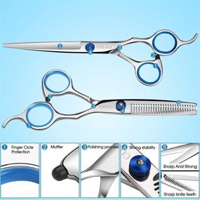 img 2 attached to 💇 Coolala Hair Cutting Scissors Kit - 6.5 Inch Stainless Steel Razor Shears for Salon & Home Use - Includes Straight Scissors, Thinning Scissors & Comb