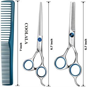 img 3 attached to 💇 Coolala Hair Cutting Scissors Kit - 6.5 Inch Stainless Steel Razor Shears for Salon & Home Use - Includes Straight Scissors, Thinning Scissors & Comb