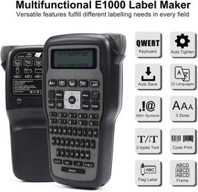 img 1 attached to Industrial Label Maker Printer, MarkDomain E1000 Label Machine, QWERTY Keyboard, Multiple Symbols, Barcode Printing, Labeller for Industrial Labeling Jobs, Compatible with P Touch TZe Label Tape, Grey