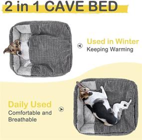 img 3 attached to 🐶 GASUR Dog Beds for Large, Medium, and Small Dogs - Rectangle Cave Hooded Blanket Puppy Bed - Luxury Anti-Anxiety Orthopedic Cat Beds for Indoor Cats - Warm, Cozy, and Machine Washable