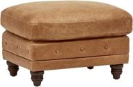 🪑 stone & beam bradbury chesterfield leather ottoman: luxurious and stylish 30.3"w cognac ottoman by amazon brand logo