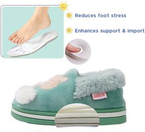 img 2 attached to 🐻 Warm and Cute Toddler Cartoon Slippers for Boys and Girls - Plush Fur Indoor House Shoes