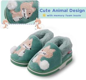 img 1 attached to 🐻 Warm and Cute Toddler Cartoon Slippers for Boys and Girls - Plush Fur Indoor House Shoes