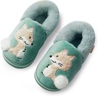 🐻 warm and cute toddler cartoon slippers for boys and girls - plush fur indoor house shoes logo