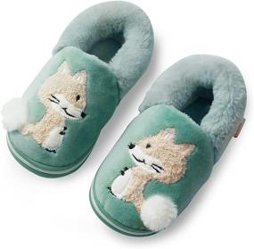 img 4 attached to 🐻 Warm and Cute Toddler Cartoon Slippers for Boys and Girls - Plush Fur Indoor House Shoes