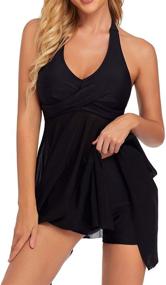 img 3 attached to Holipick Women's Tankini Swimdress with Boyshorts - Trendy Swimsuit Cover Ups & Clothing