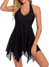 img 1 attached to Holipick Women's Tankini Swimdress with Boyshorts - Trendy Swimsuit Cover Ups & Clothing