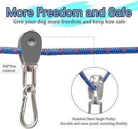 img 1 attached to Camping Dog Tie Out Cable - 50ft Heavy Duty Overhead Trolley System, Spring Pole Kit, and Rope Toys for Dogs up to 200lbs: Portable Reflective Lead Line for the Yard, Park, and Outdoor Activities