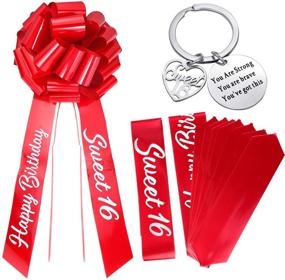 img 3 attached to 🎀 Sweet 16 Car Bow and Ribbon Set: 20" Happy Birthday Car Bow with 20ft Car Ribbon, Sweet Keychain Included