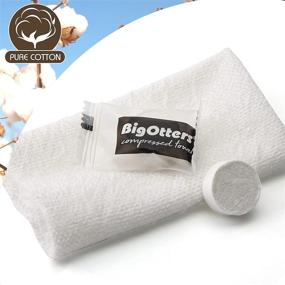 img 2 attached to BigOtters 100 PCS Compressed Towels with Pump Bottle and Plastic Bags - Ideal Tablet Towels Coin Tissue Set for Travel, Camping, Home, Bathroom, Beauty Salon, Outdoor Sports