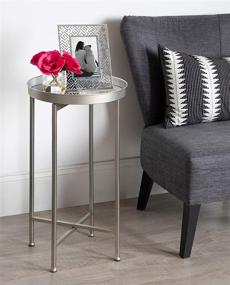 img 1 attached to 🌟 Silver Metal Folding Accent Table with Mirror Tray Top - Kate and Laurel Celia