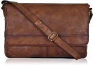 👜 premium genuine leather messenger bag: 17" zipper laptop briefcase for men/women logo