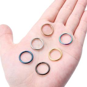 img 1 attached to 🔗 Lcolyoli 6Pcs 14G Surgical Steel Septum Clicker Ring Seamless Nipple Lip Nose Daith Cartilage Helix Tragus Hoop Sleeper Earring Set for Women Men, Sizes 8mm-16mm