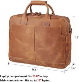 img 1 attached to Polare Thick Full Grain Leather 16'' Laptop Attach Case: Business Travel Messenger Bag Briefcase for Men (fits 15.6'' Laptop)