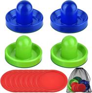 🏒 set of 4 air hockey pushers and 8 pucks with drawstring bag - ideal air hockey paddles for game tables логотип