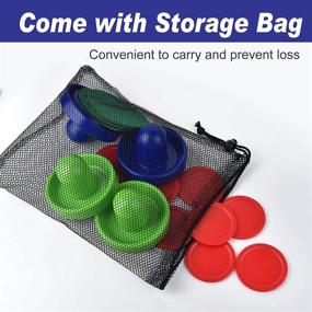 img 3 attached to 🏒 Set of 4 Air Hockey Pushers and 8 Pucks with Drawstring Bag - Ideal Air Hockey Paddles for Game Tables