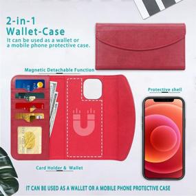 img 2 attached to 📱 FYY Case Compatible with iPhone 12 Pro Max 5G 6.7": 2-in-1 Magnetic Detachable Wallet Case with Wireless Charging Support and Card Slots - Red, for iPhone 12 Pro Max 5G 6.7