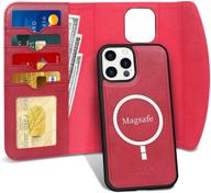 📱 fyy case compatible with iphone 12 pro max 5g 6.7": 2-in-1 magnetic detachable wallet case with wireless charging support and card slots - red, for iphone 12 pro max 5g 6.7 logo