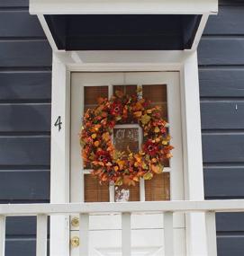 img 2 attached to 🍁 The Wreath Depot Highland Silk Fall Door Wreath: 22-inch Autumn Beauty in a White Gift Box