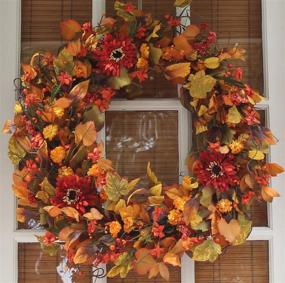 img 1 attached to 🍁 The Wreath Depot Highland Silk Fall Door Wreath: 22-inch Autumn Beauty in a White Gift Box